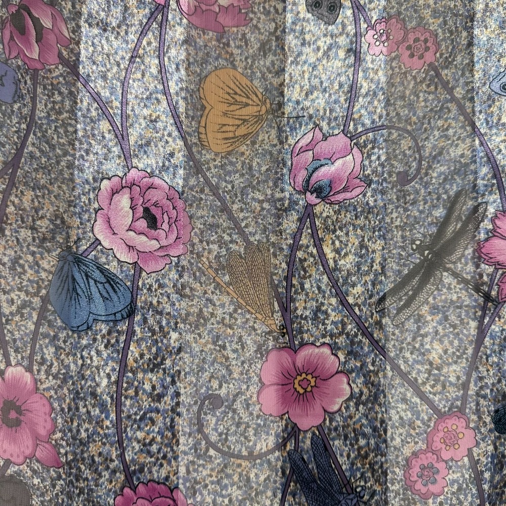 Women Scarf pink flowers & butterflies 100% Polyester Rectangular 60x12" In #013